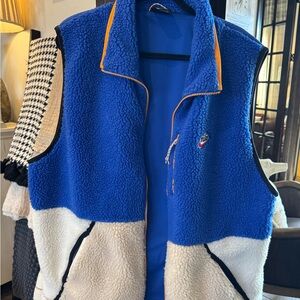 Nike Blue and White Sherpa Vest